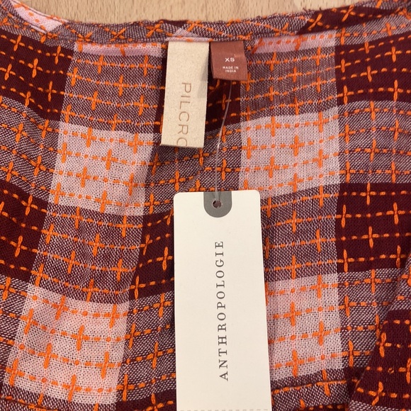 NWT Gingham check wool blend babydoll peplum top pilcro by Anthropologie xs - Picture 4 of 16
